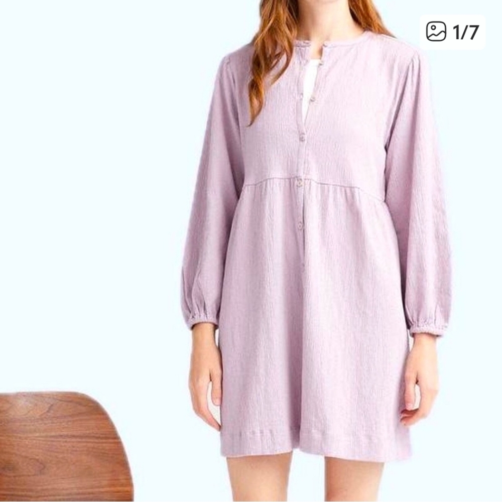 Richer Poorer Cloud Weave Purple Lavender Lilac Button Down Dress Medium Loose